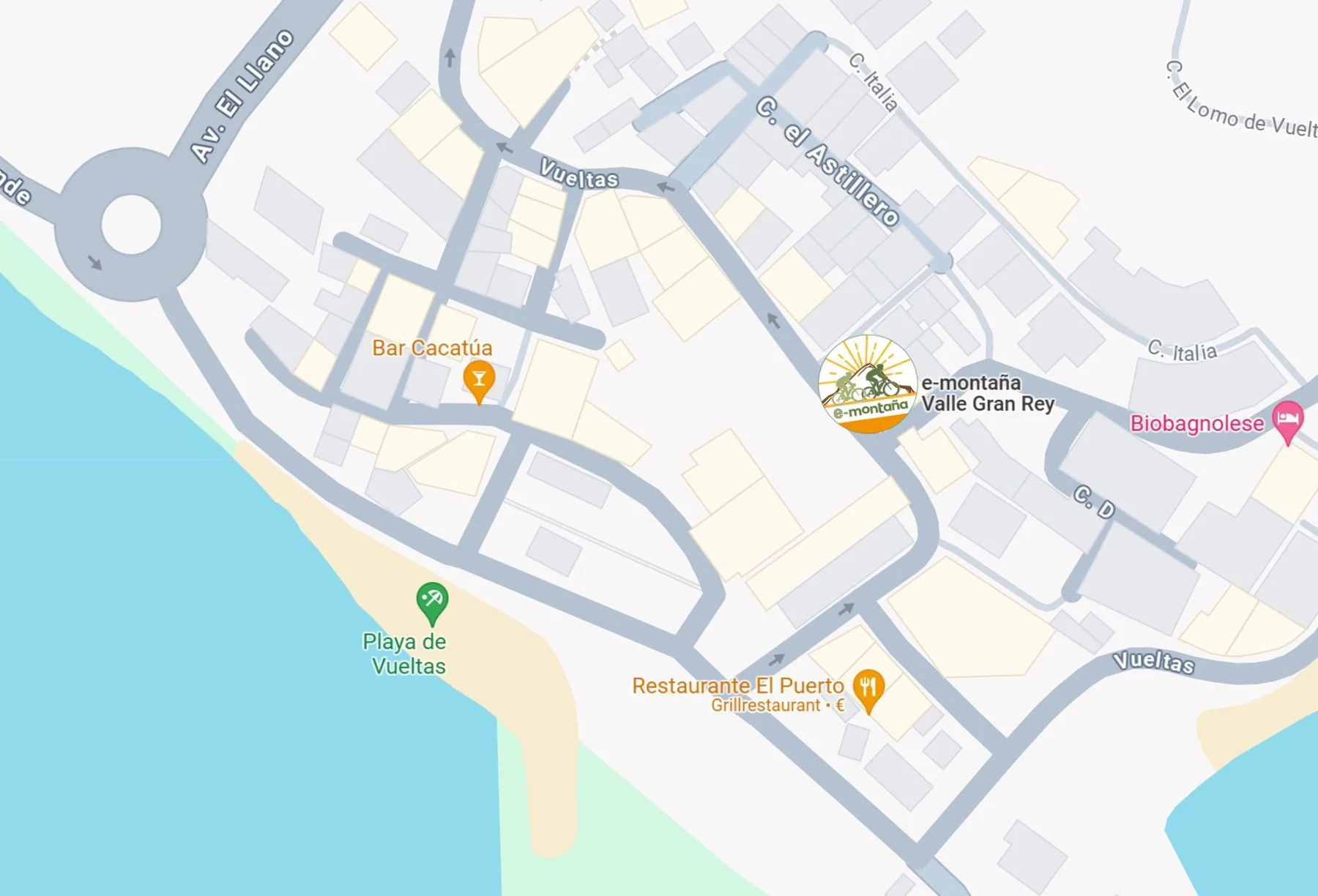 Standortkarte aus der bisherigen Website: e-montaña in Vueltas, Calle Italia 1